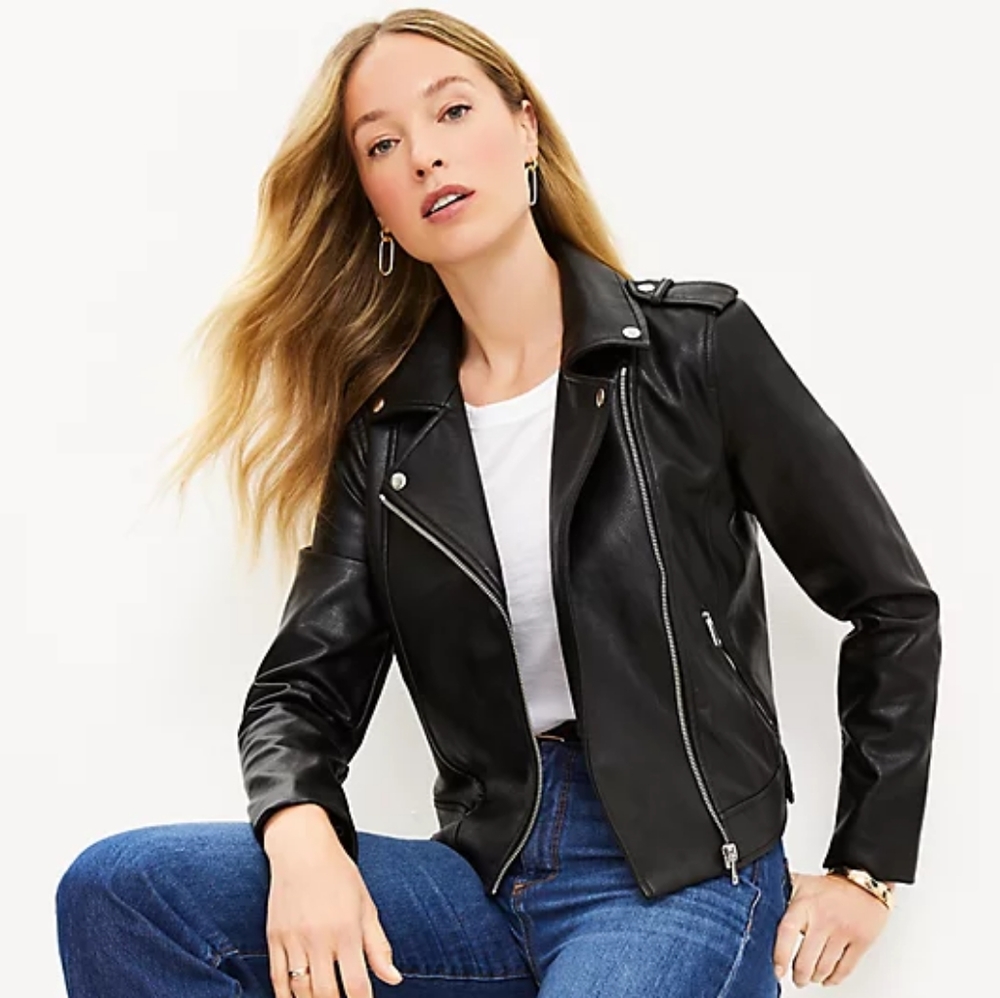 LOFT Pebbled Faux Leather Moto Jacket